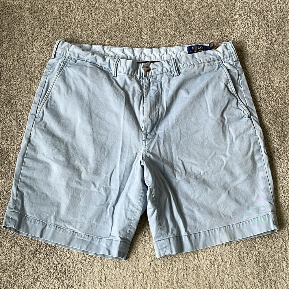 EC Polo Ralph Lauren Stretch Classic Chino Fit Shorts - Light Blue- Size 36
